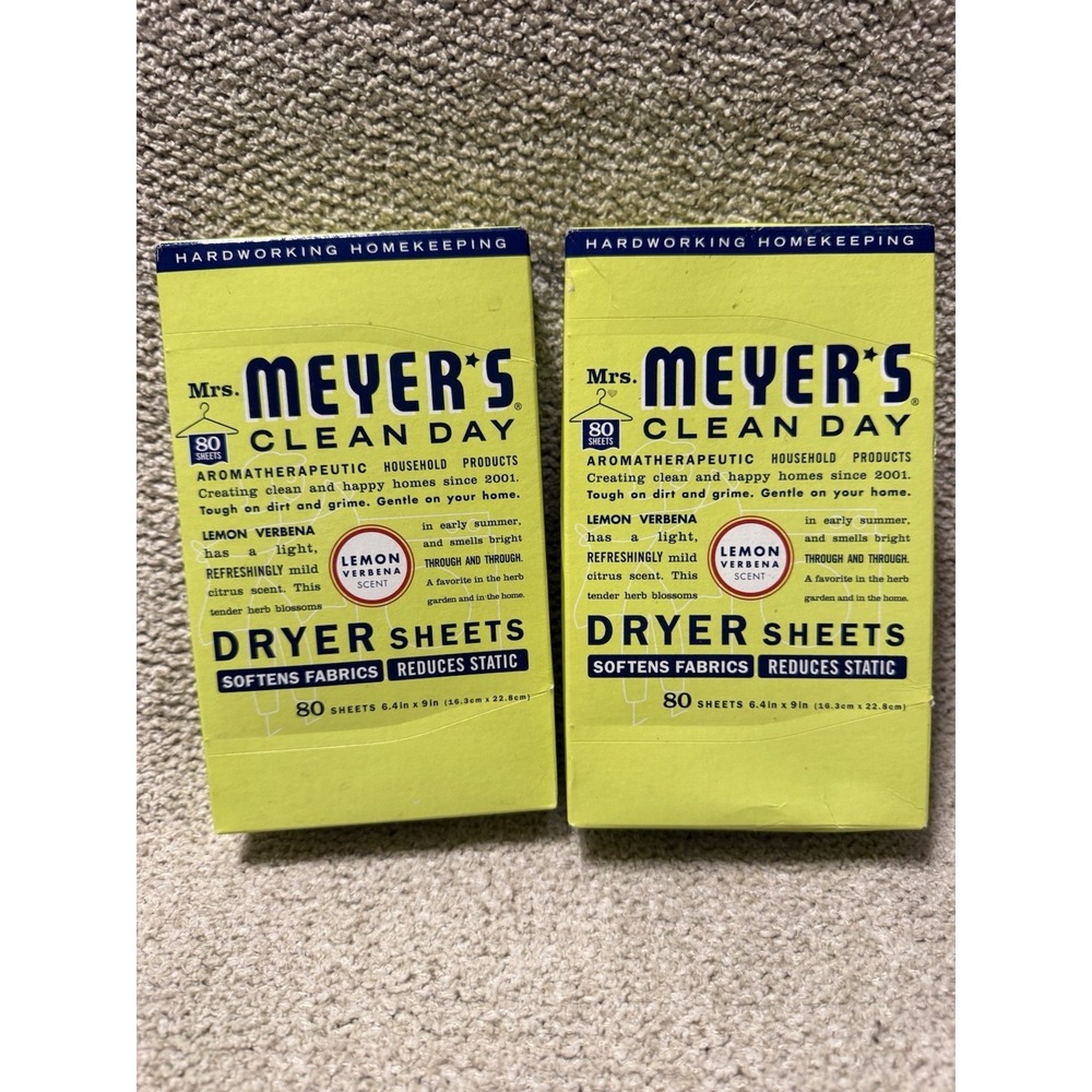 Mrs. Meyer's Clean Day Dryer Sheets Lemon Verbena 80 Count Box - 2 Boxes